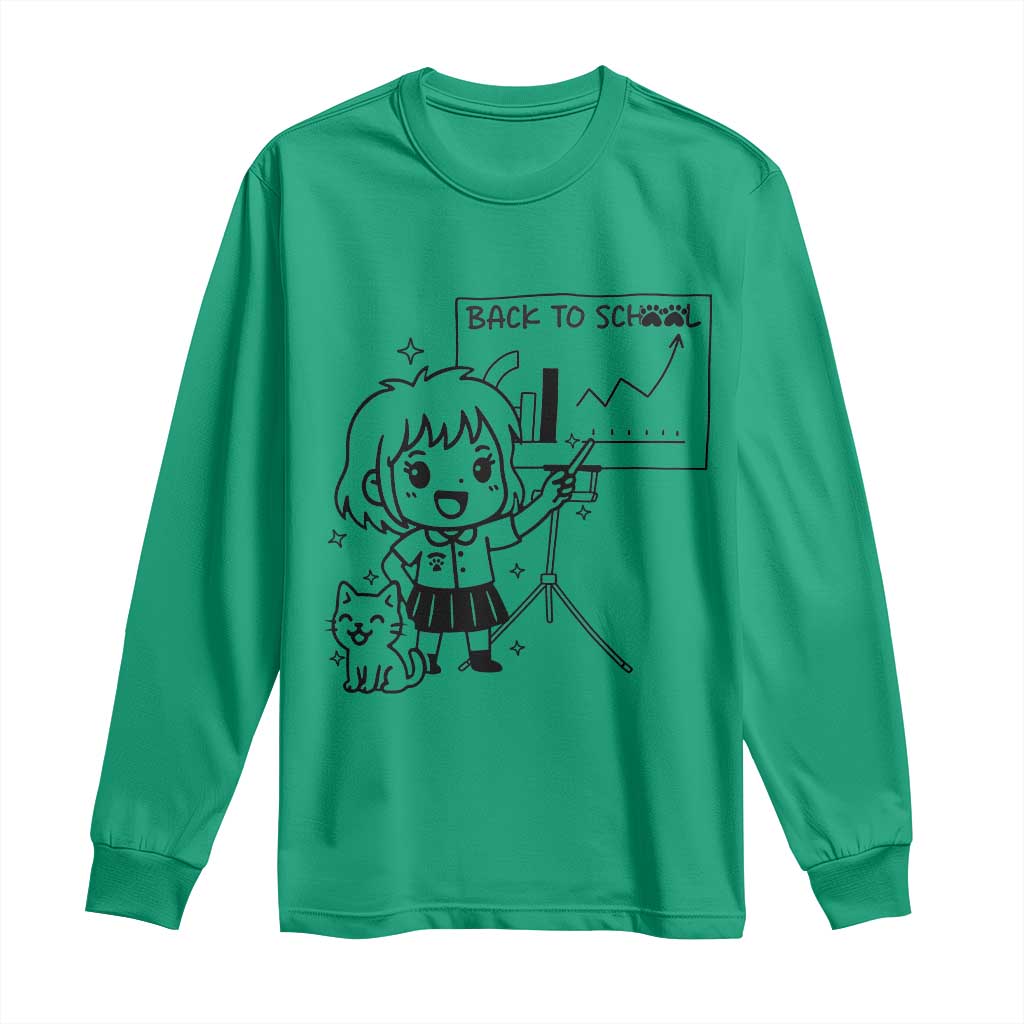 Back To school Long Sleeve Shirt Funny Teacher Teaching Cat Lover Gift - Wonder Print Shop