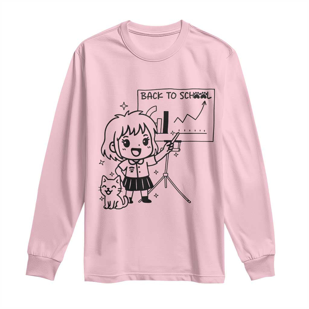 Back To school Long Sleeve Shirt Funny Teacher Teaching Cat Lover Gift - Wonder Print Shop