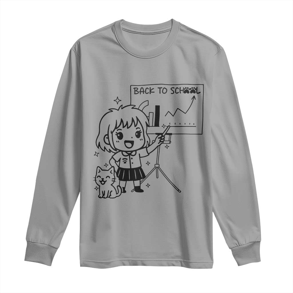 Back To school Long Sleeve Shirt Funny Teacher Teaching Cat Lover Gift - Wonder Print Shop