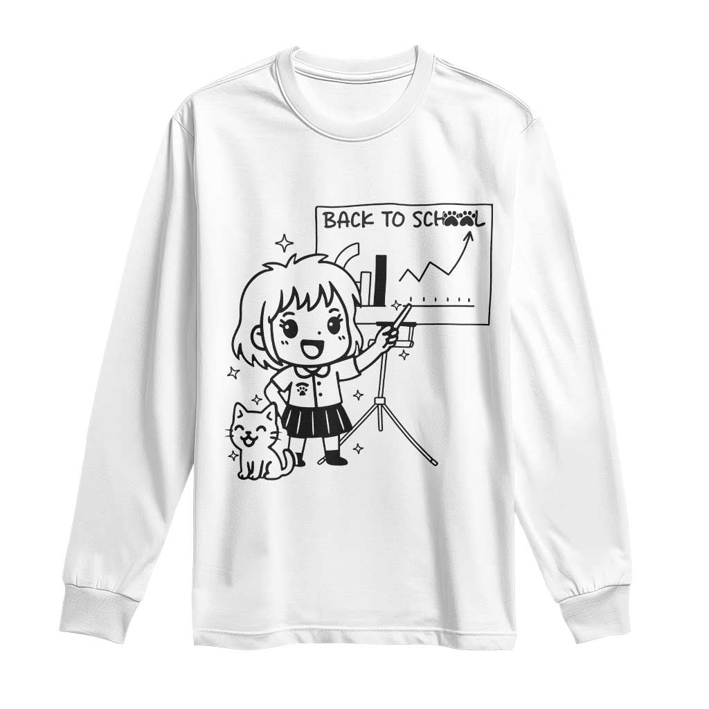 Back To school Long Sleeve Shirt Funny Teacher Teaching Cat Lover Gift - Wonder Print Shop