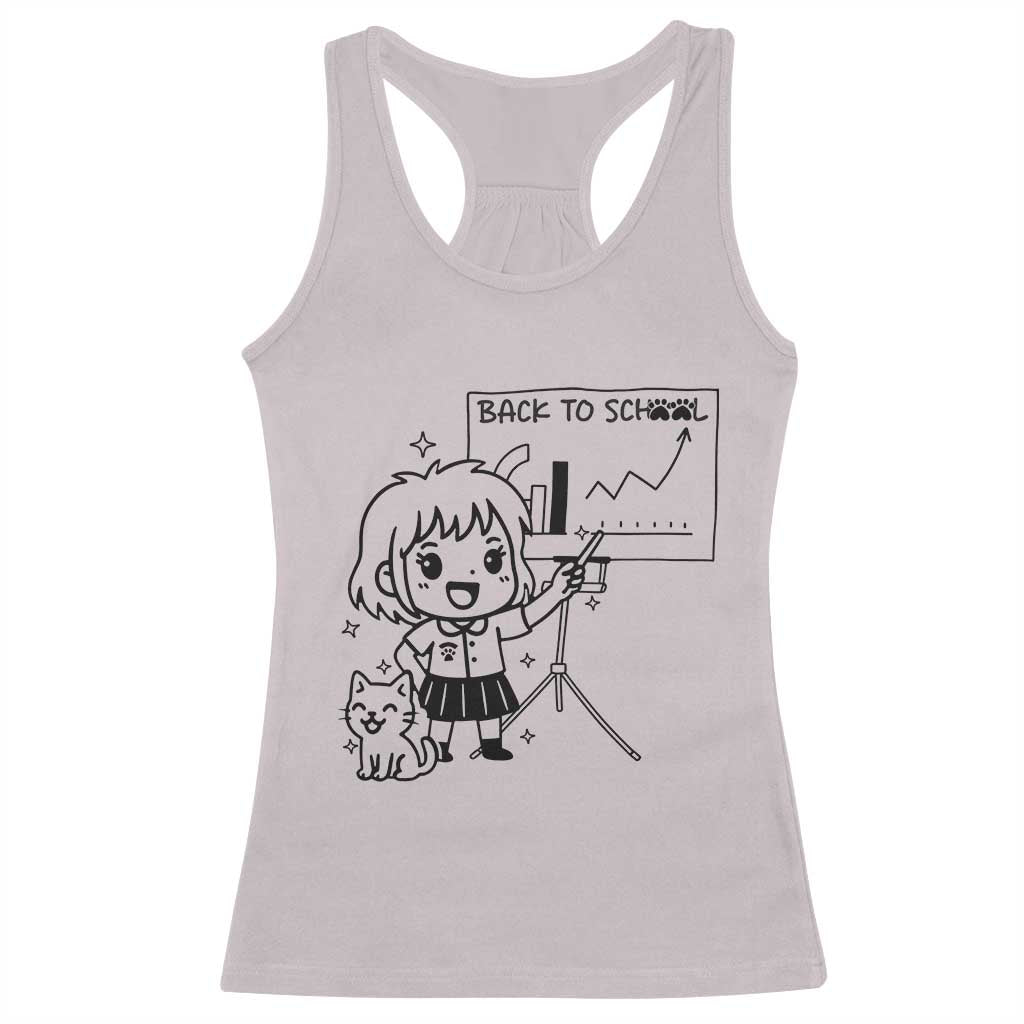 Back To school Racerback Tank Top Funny Teacher Teaching Cat Lover Gift - Wonder Print Shop