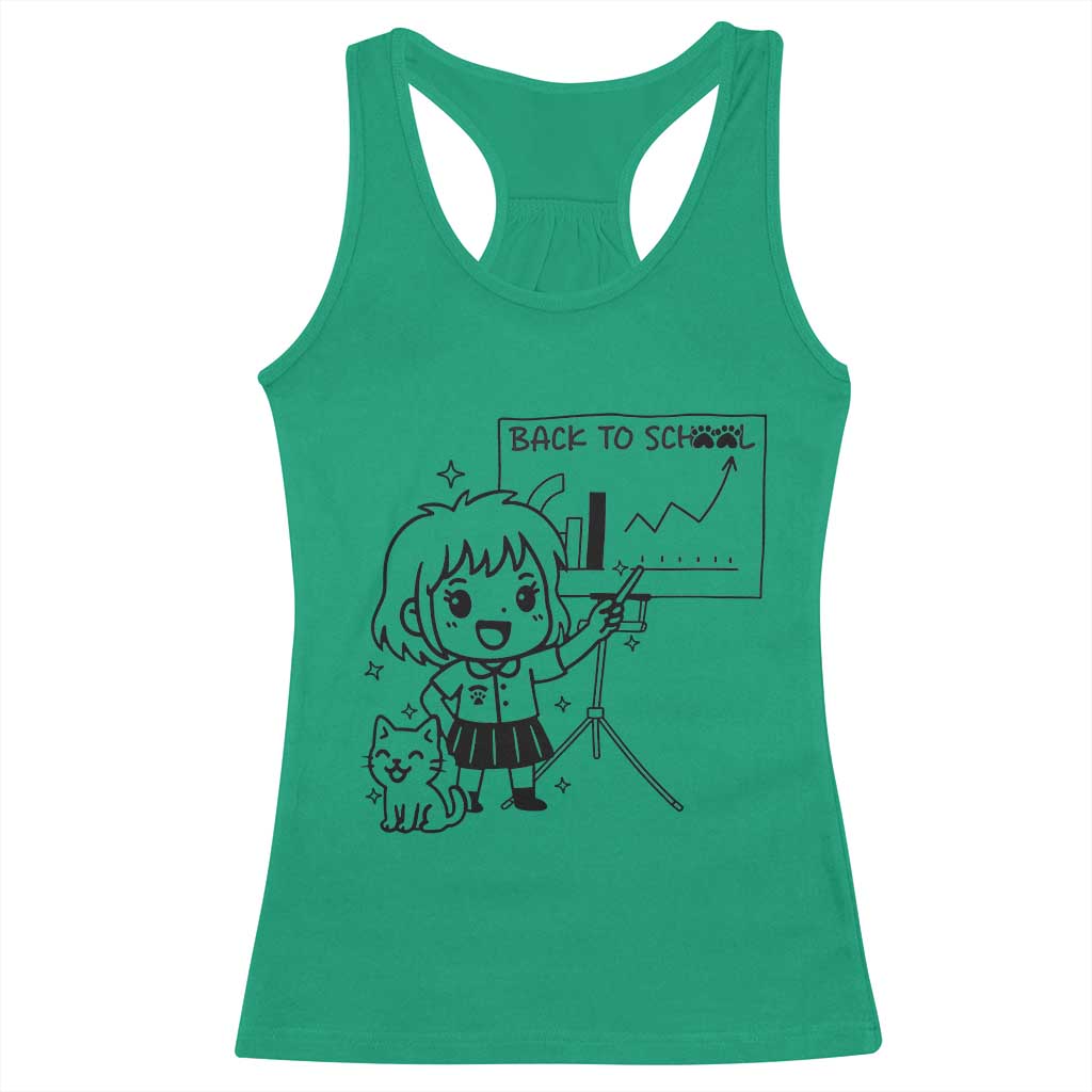 Back To school Racerback Tank Top Funny Teacher Teaching Cat Lover Gift - Wonder Print Shop