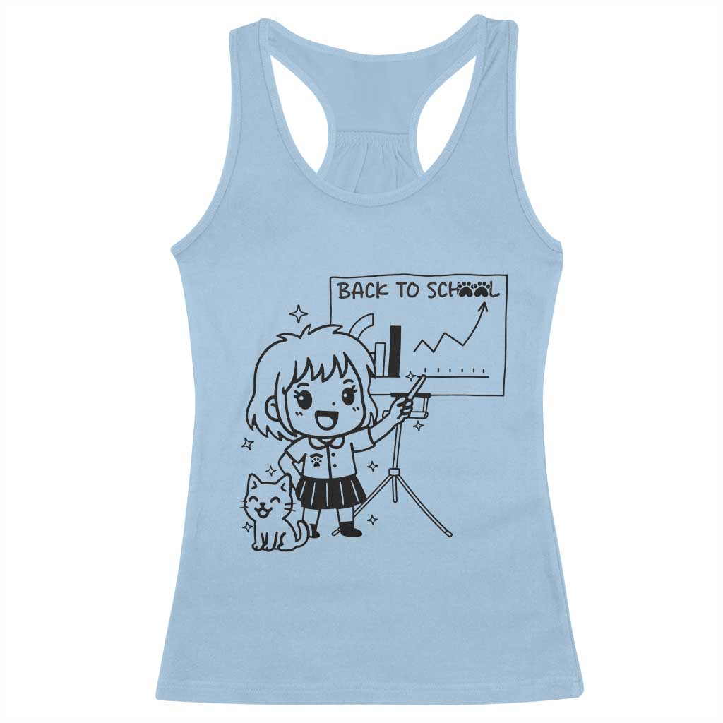 Back To school Racerback Tank Top Funny Teacher Teaching Cat Lover Gift - Wonder Print Shop