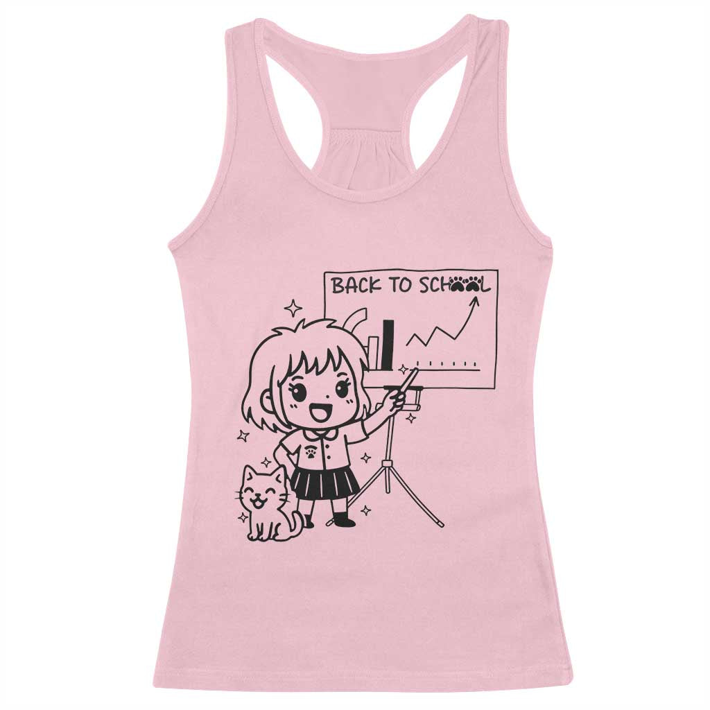 Back To school Racerback Tank Top Funny Teacher Teaching Cat Lover Gift - Wonder Print Shop
