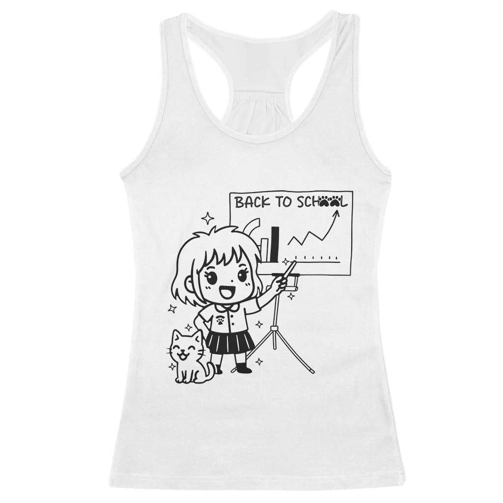 Back To school Racerback Tank Top Funny Teacher Teaching Cat Lover Gift - Wonder Print Shop