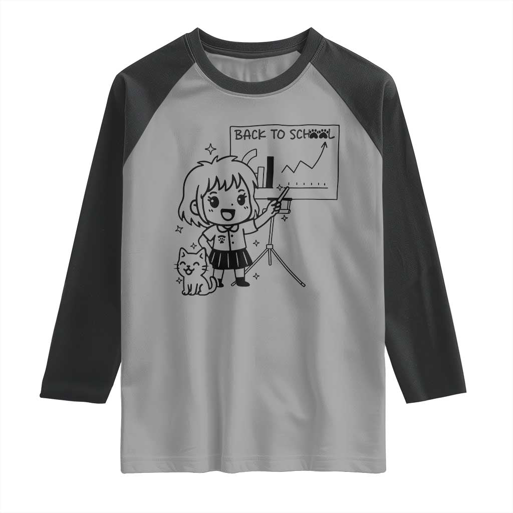 Back To school Raglan Shirt Funny Teacher Teaching Cat Lover Gift - Wonder Print Shop