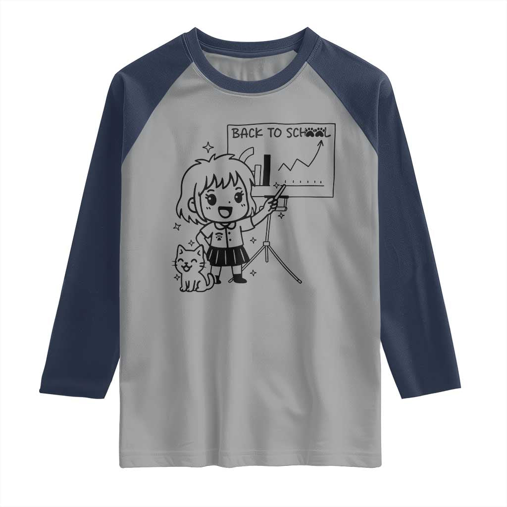 Back To school Raglan Shirt Funny Teacher Teaching Cat Lover Gift - Wonder Print Shop