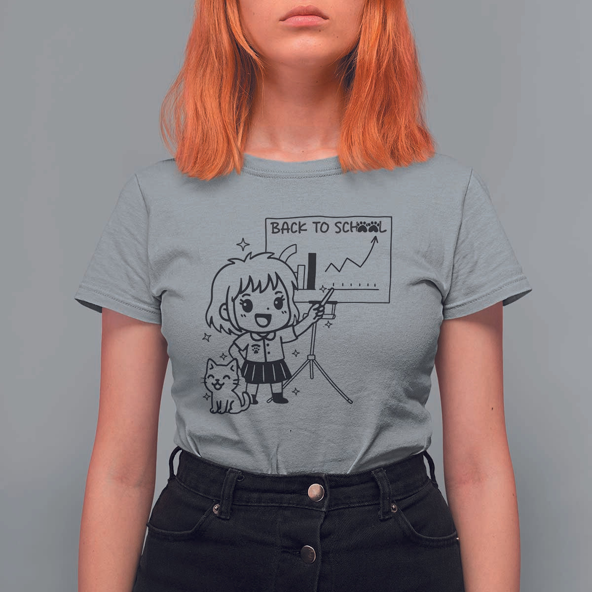 Back To school T Shirt For Women Funny Teacher Teaching Cat Lover Gift - Wonder Print Shop