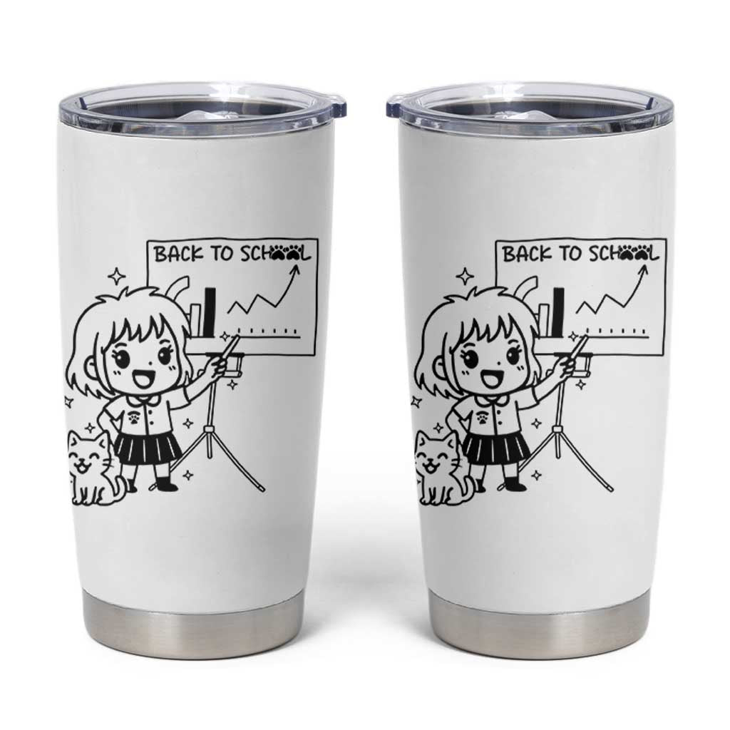 Back To school Tumbler Cup Funny Teacher Teaching Cat Lover Gift