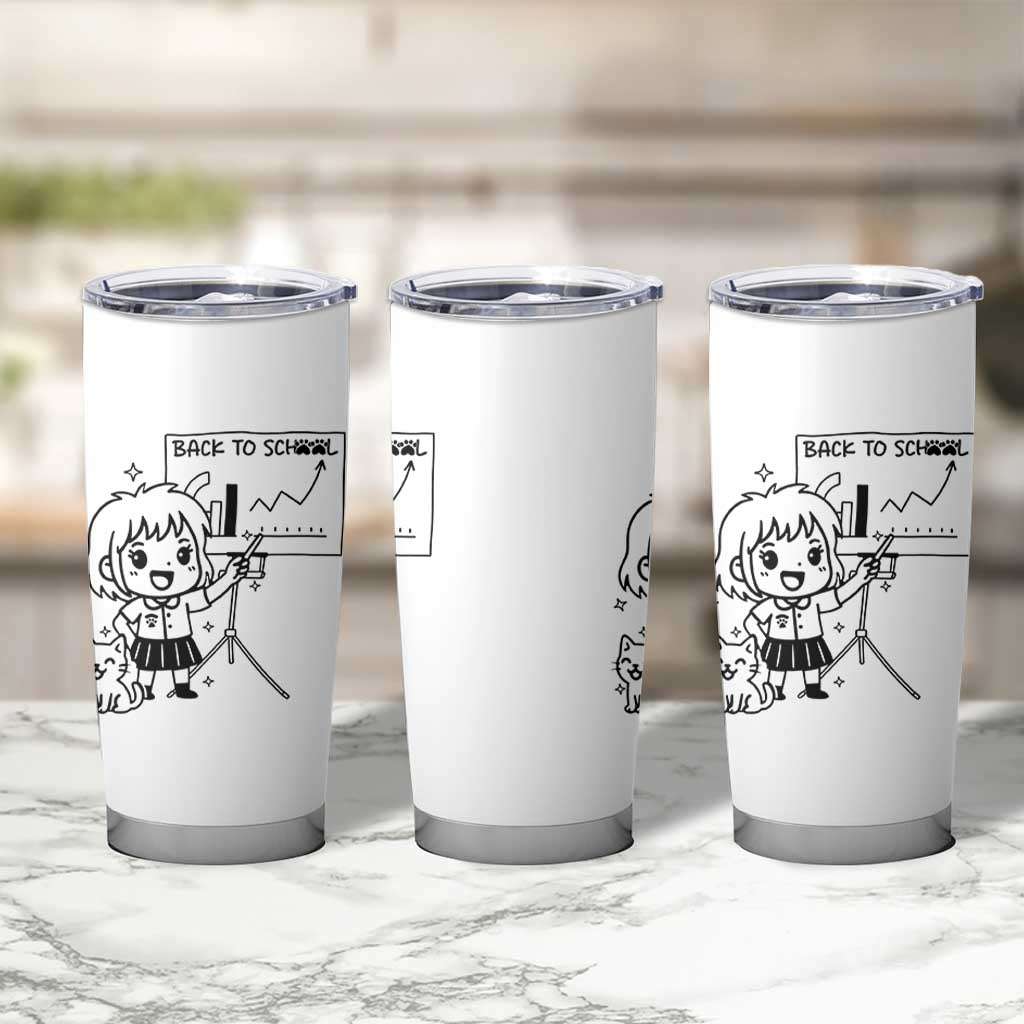 Back To school Tumbler Cup Funny Teacher Teaching Cat Lover Gift