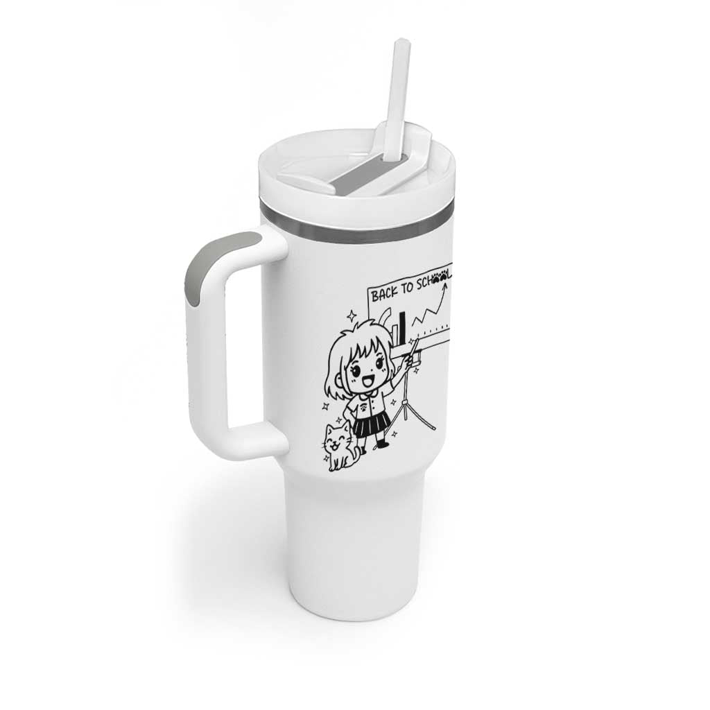 Back To school Tumbler With Handle Funny Teacher Teaching Cat Lover Gift