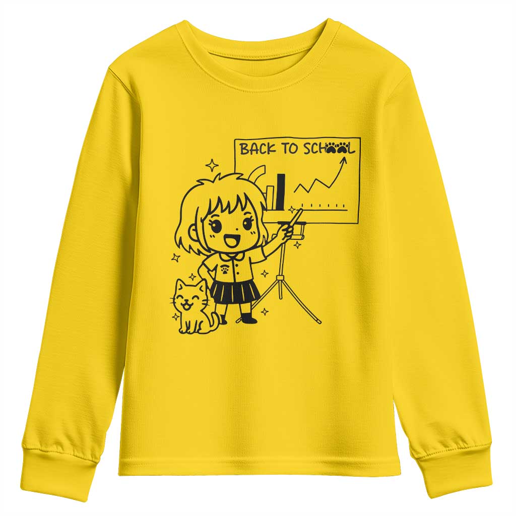 Back To school Youth Sweatshirt Funny Teacher Teaching Cat Lover Gift - Wonder Print Shop