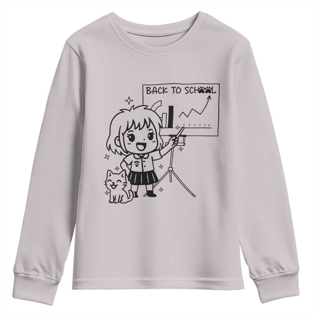 Back To school Youth Sweatshirt Funny Teacher Teaching Cat Lover Gift - Wonder Print Shop