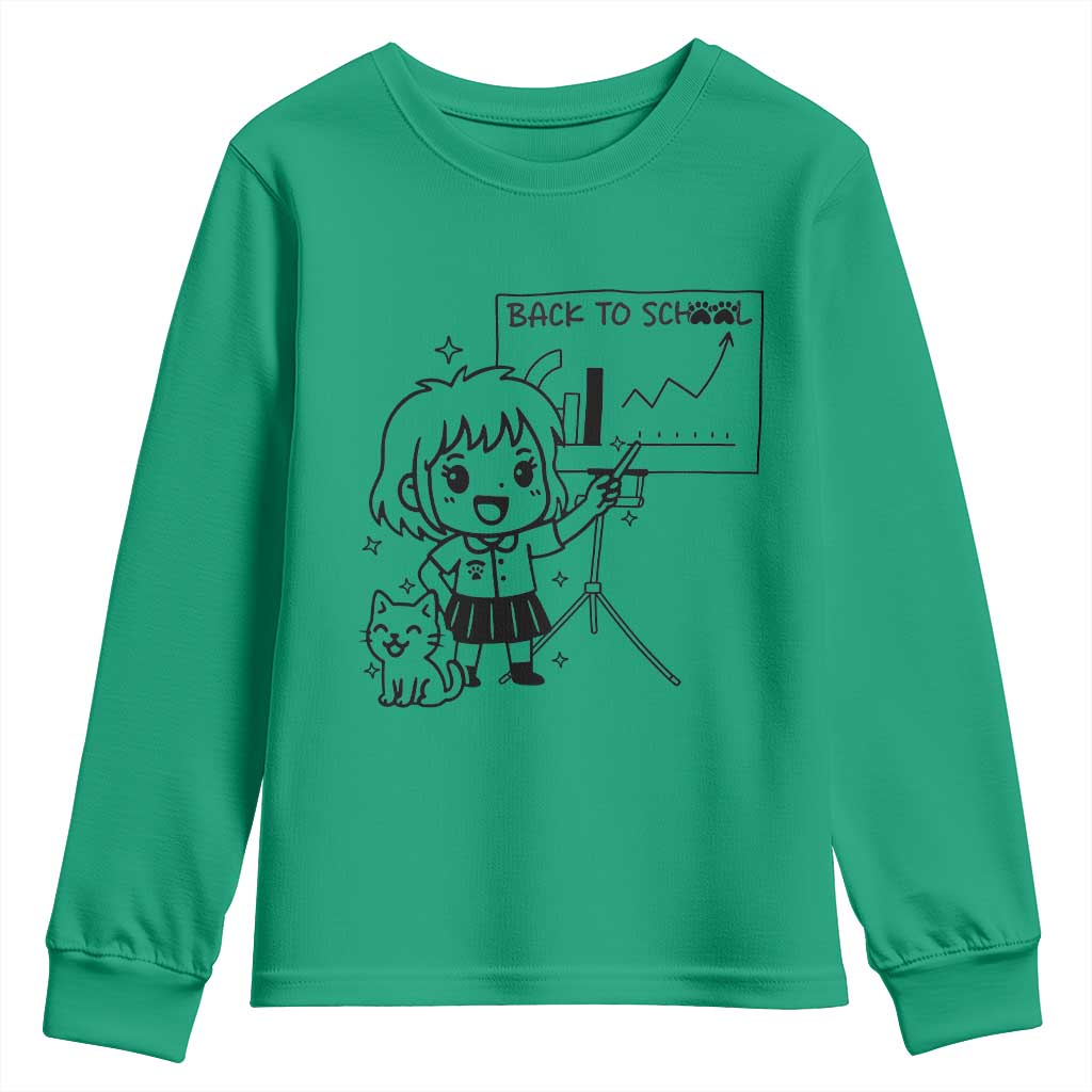 Back To school Youth Sweatshirt Funny Teacher Teaching Cat Lover Gift - Wonder Print Shop