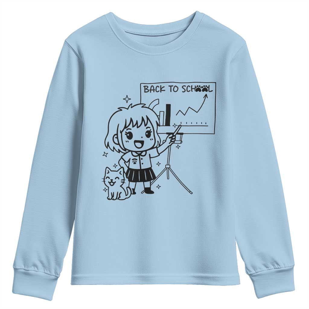 Back To school Youth Sweatshirt Funny Teacher Teaching Cat Lover Gift - Wonder Print Shop