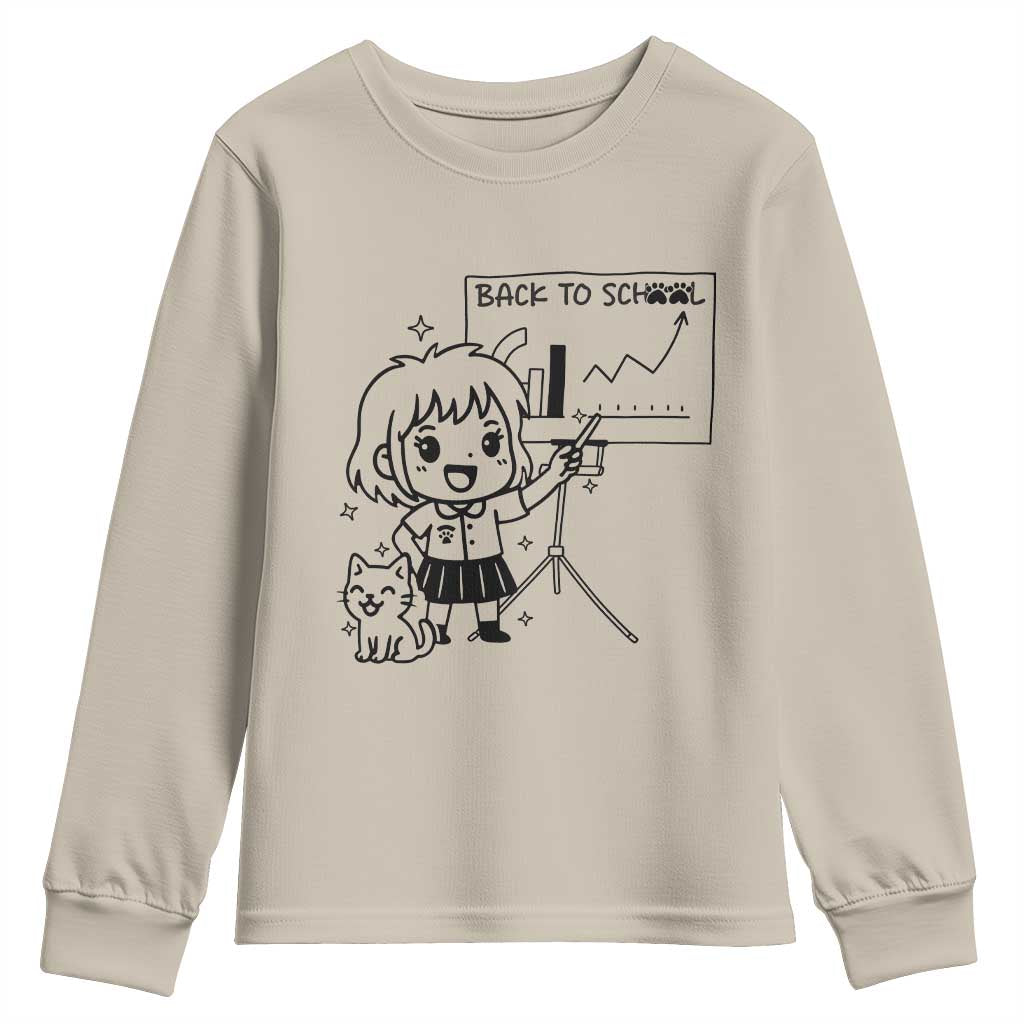 Back To school Youth Sweatshirt Funny Teacher Teaching Cat Lover Gift - Wonder Print Shop