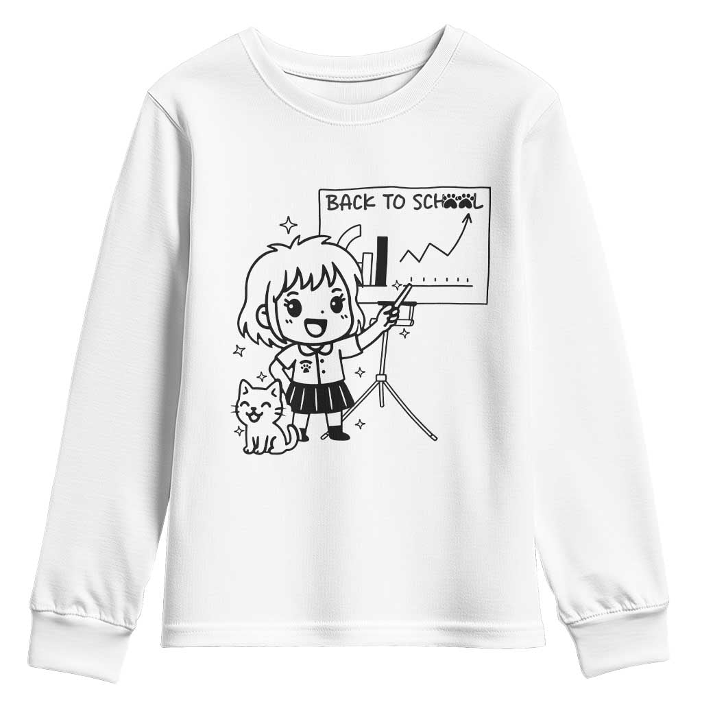 Back To school Youth Sweatshirt Funny Teacher Teaching Cat Lover Gift - Wonder Print Shop