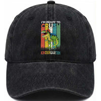 Funny Dinosaur Im Ready To Crush Kindergarten Gift Washed Cotton Baseball Cap