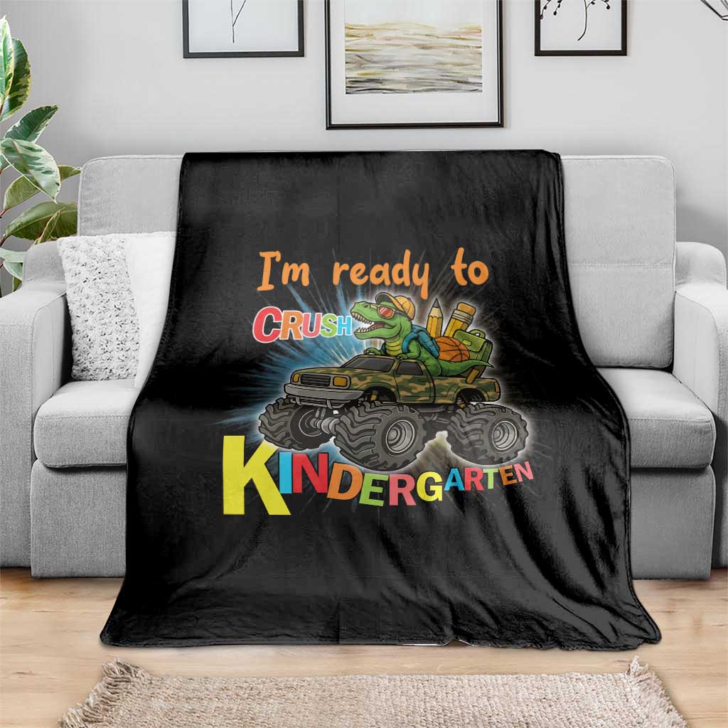 Im Ready To Crush Kindergarten Throw Blanket Dinosaur Driving Truck Gift - Wonder Print Shop