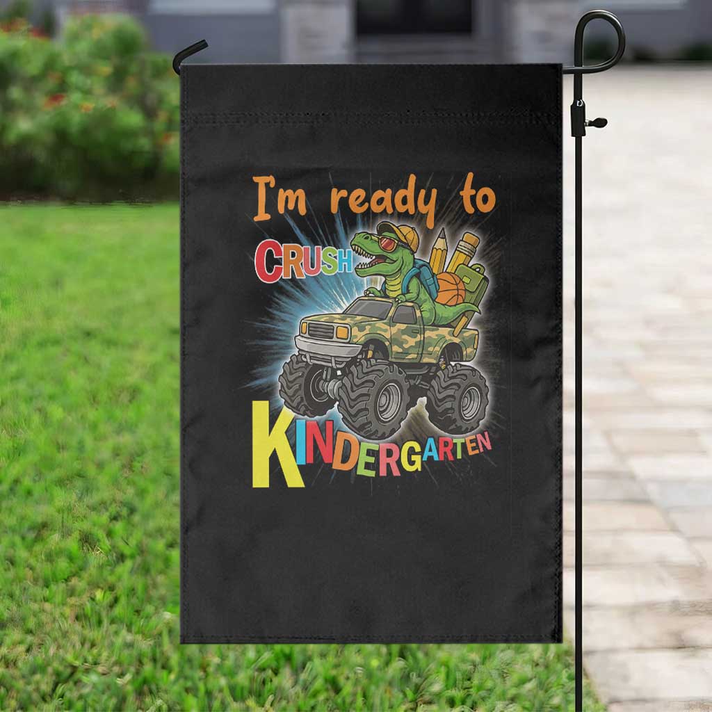 Im Ready To Crush Kindergarten Garden Flag Dinosaur Driving Truck Gift - Wonder Print Shop