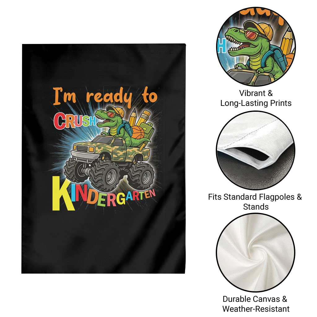 Im Ready To Crush Kindergarten Garden Flag Dinosaur Driving Truck Gift - Wonder Print Shop