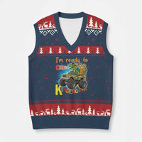 Im Ready To Crush Kindergarten V-Neck Knit Sweater Vest Dinosaur Driving Truck Gift - Wonder Print Shop