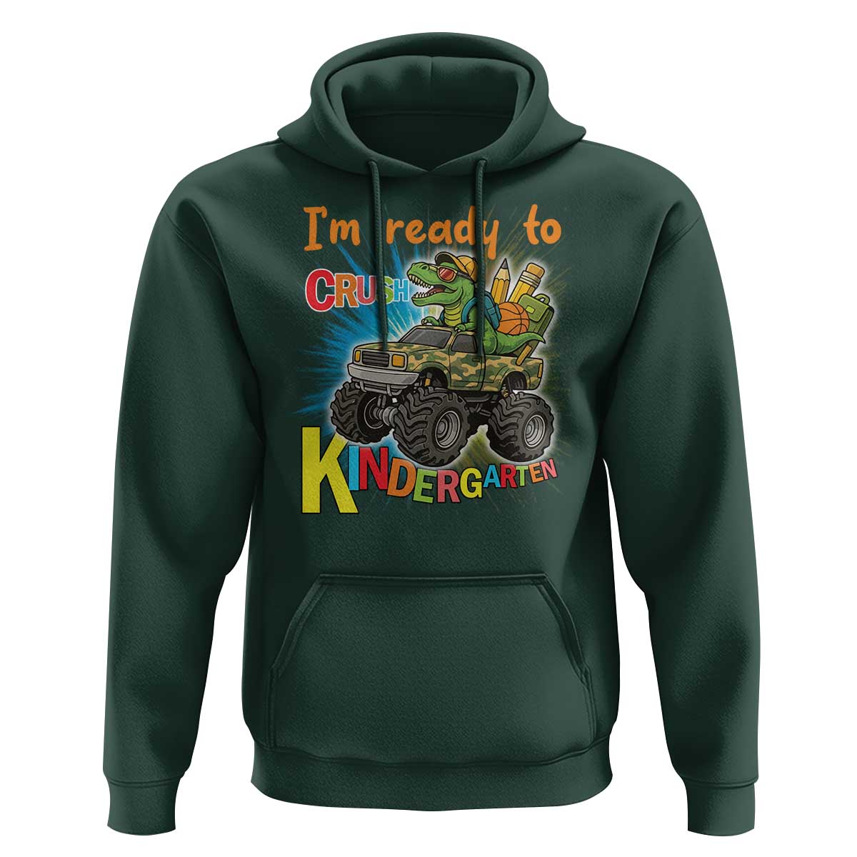 Im Ready To Crush Kindergarten Hoodie Dinosaur Driving Truck Gift - Wonder Print Shop