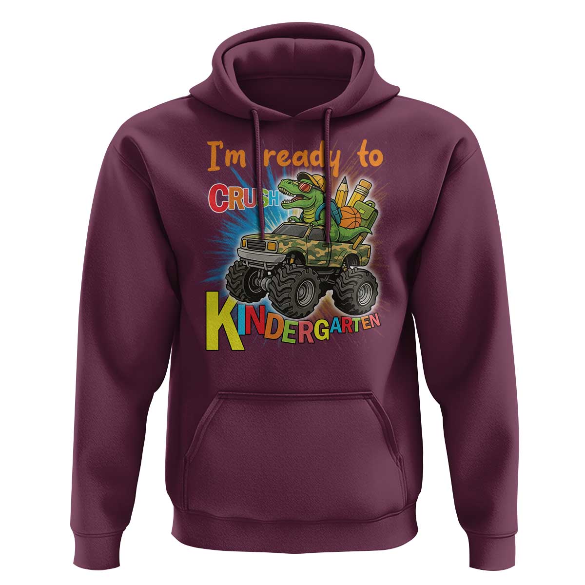 Im Ready To Crush Kindergarten Hoodie Dinosaur Driving Truck Gift - Wonder Print Shop