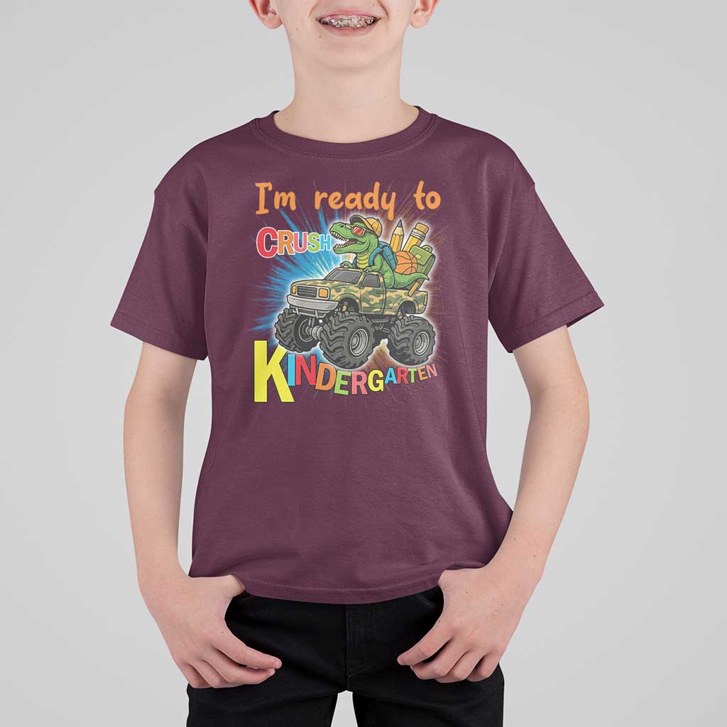 Im Ready To Crush Kindergarten T Shirt For Kid Dinosaur Driving Truck Gift - Wonder Print Shop