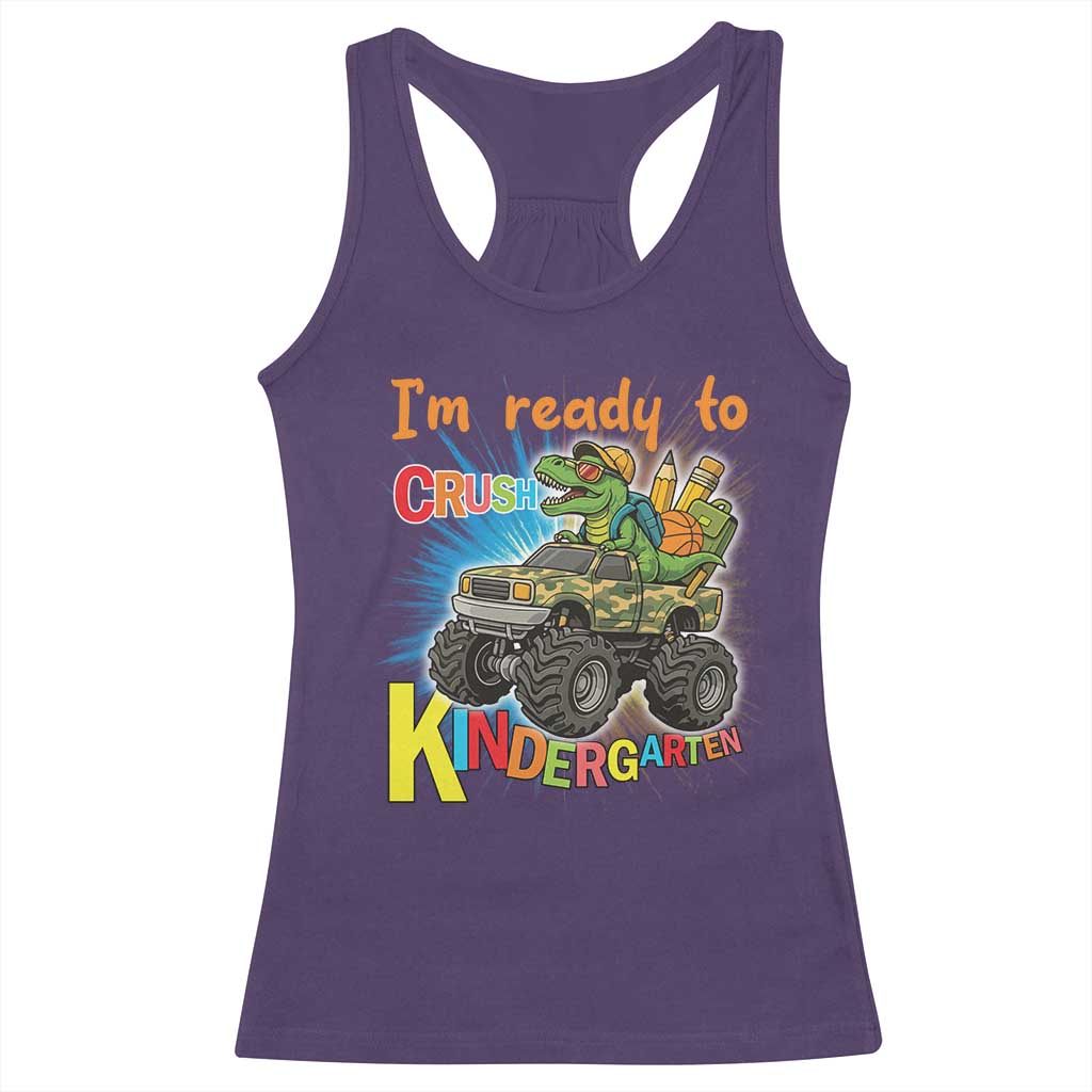 Im Ready To Crush Kindergarten Racerback Tank Top Dinosaur Driving Truck Gift - Wonder Print Shop