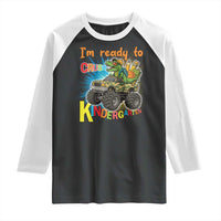 Im Ready To Crush Kindergarten Raglan Shirt Dinosaur Driving Truck Gift - Wonder Print Shop