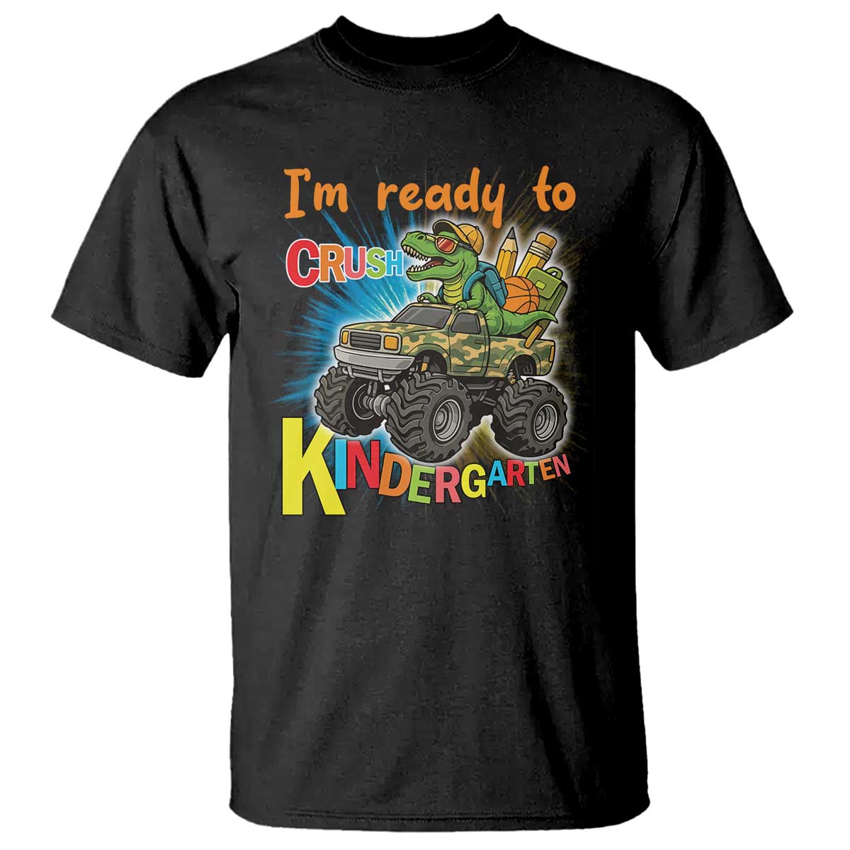 Im Ready To Crush Kindergarten T Shirt Dinosaur Driving Truck Gift - Wonder Print Shop