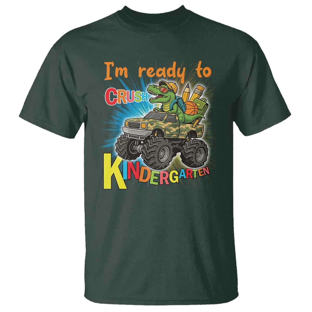Im Ready To Crush Kindergarten T Shirt Dinosaur Driving Truck Gift - Wonder Print Shop