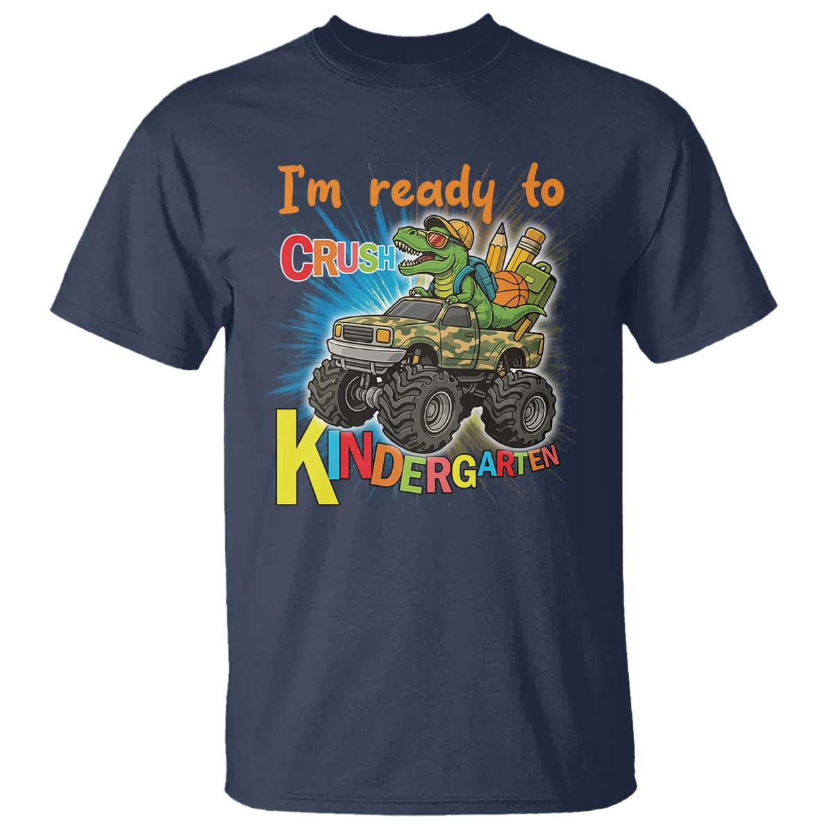 Im Ready To Crush Kindergarten T Shirt Dinosaur Driving Truck Gift - Wonder Print Shop