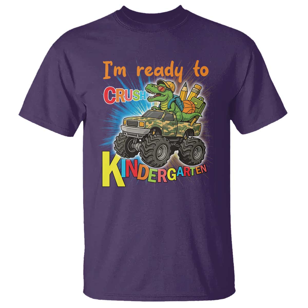 Im Ready To Crush Kindergarten T Shirt Dinosaur Driving Truck Gift - Wonder Print Shop