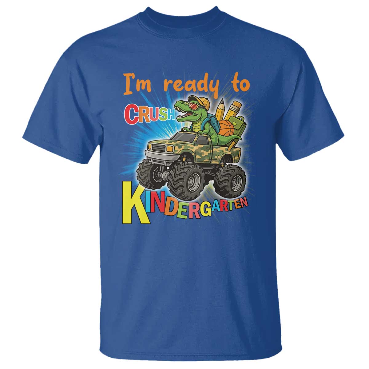 Im Ready To Crush Kindergarten T Shirt Dinosaur Driving Truck Gift - Wonder Print Shop