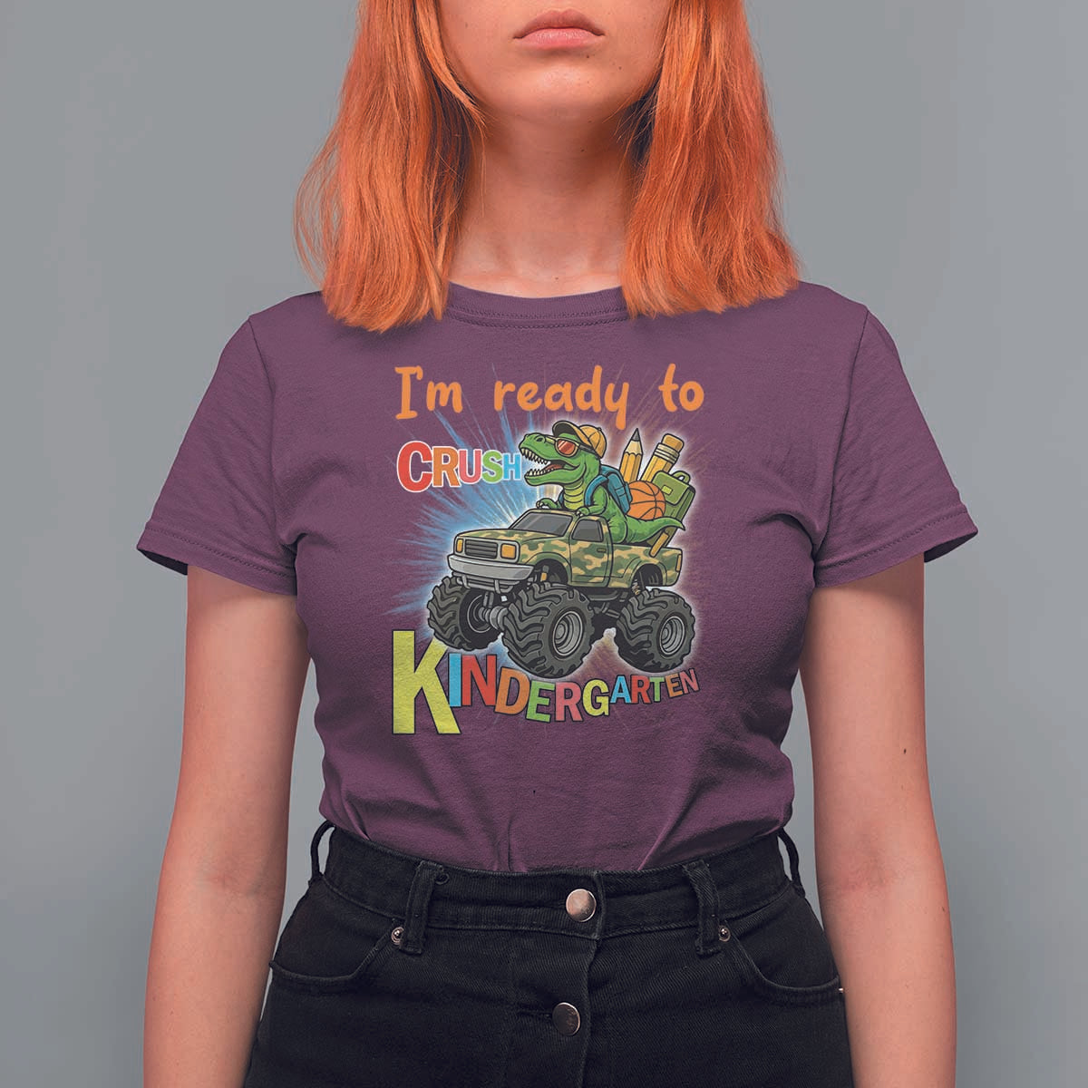 Im Ready To Crush Kindergarten T Shirt For Women Dinosaur Driving Truck Gift - Wonder Print Shop