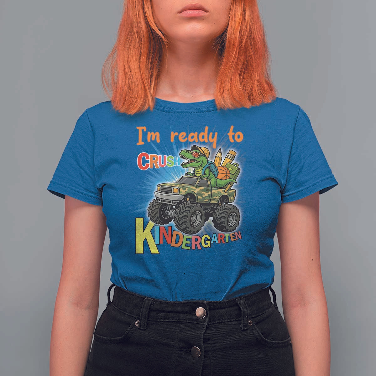 Im Ready To Crush Kindergarten T Shirt For Women Dinosaur Driving Truck Gift - Wonder Print Shop