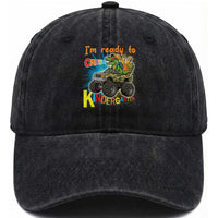 Im Ready To Crush Kindergarten Washed Cotton Baseball Cap Dinosaur Driving Truck Gift