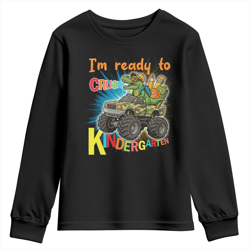 Im Ready To Crush Kindergarten Youth Sweatshirt Dinosaur Driving Truck Gift - Wonder Print Shop