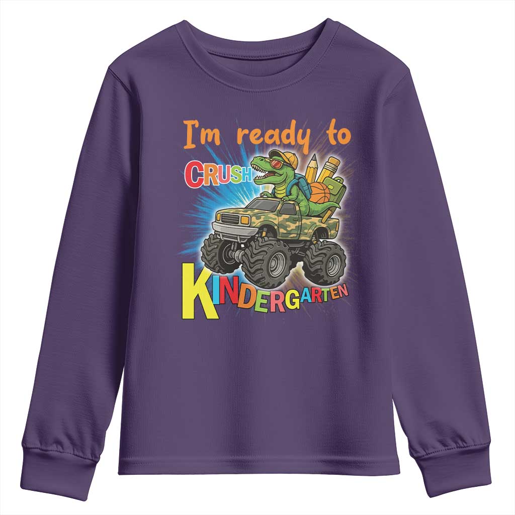 Im Ready To Crush Kindergarten Youth Sweatshirt Dinosaur Driving Truck Gift - Wonder Print Shop