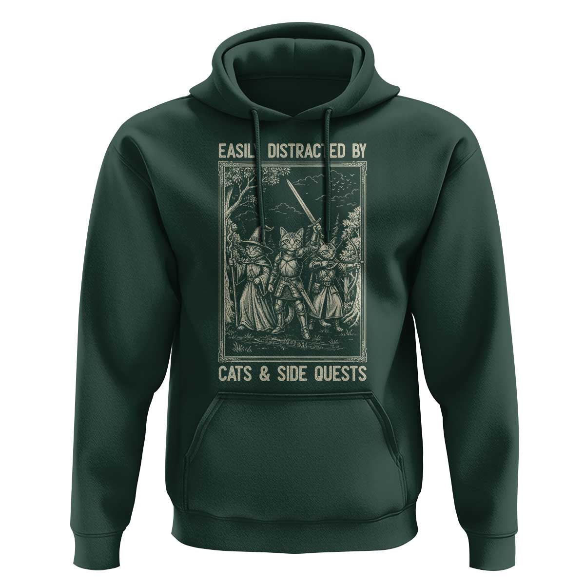 Easily Distracted By Cats And Side Quests Hoodie Vintage Gaming Cat Lover Gift