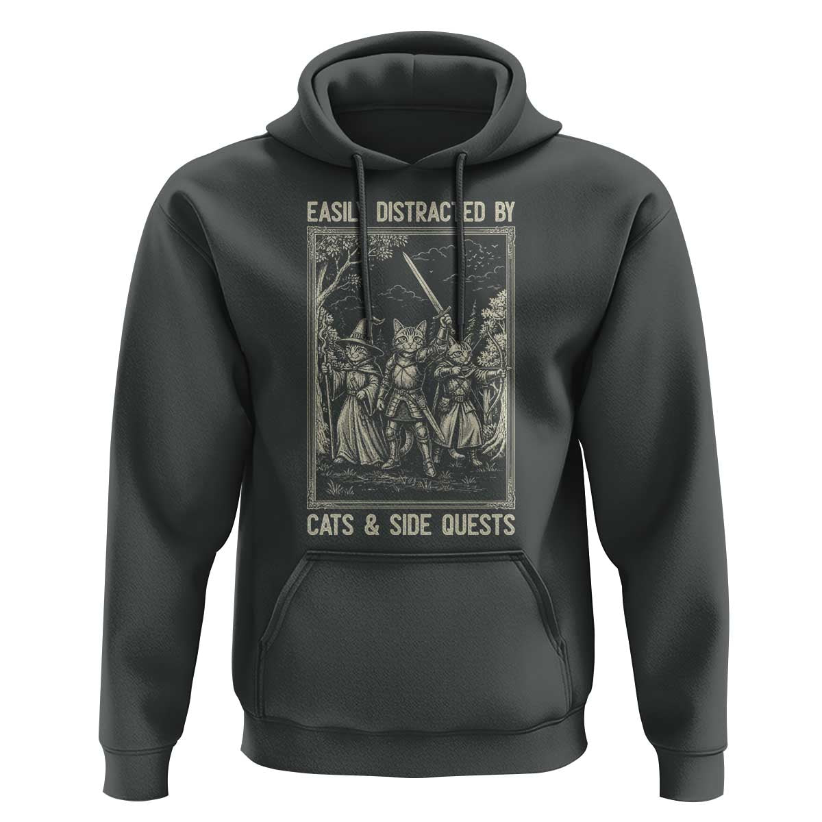 Easily Distracted By Cats And Side Quests Hoodie Vintage Gaming Cat Lover Gift