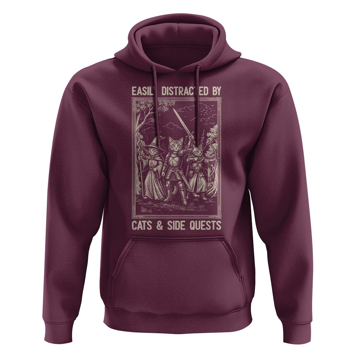 Easily Distracted By Cats And Side Quests Hoodie Vintage Gaming Cat Lover Gift