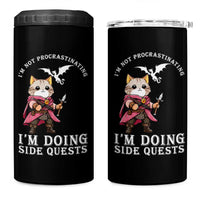 Im Not Procrastinating Im Doing Side Quests 4 in 1 Can Cooler Tumbler Funny RPG Gamer Cat Lover Gift
