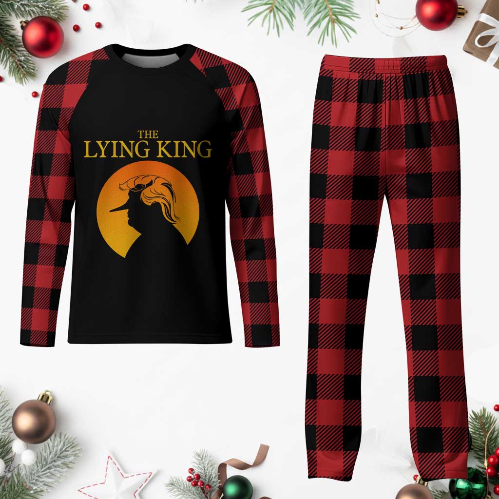 Funny The Lying King Long Nose Silhouette Plaid Pajama Set Vintage Political Satire Statement Gift