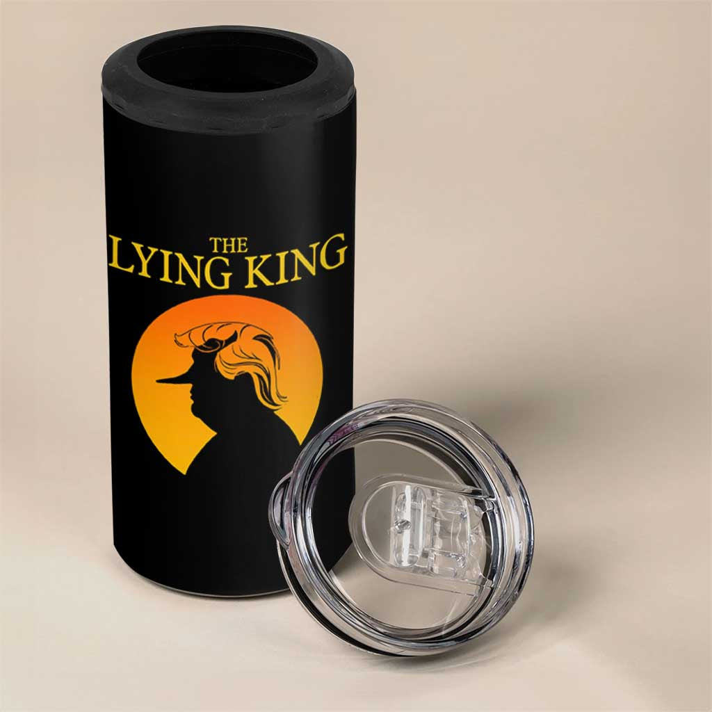 Funny The Lying King Long Nose Silhouette 4 in 1 Can Cooler Tumbler Vintage Political Satire Statement Gift