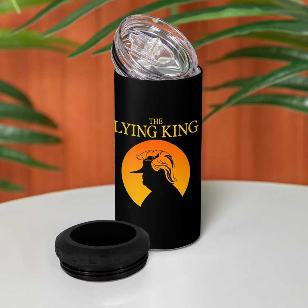 Funny The Lying King Long Nose Silhouette 4 in 1 Can Cooler Tumbler Vintage Political Satire Statement Gift