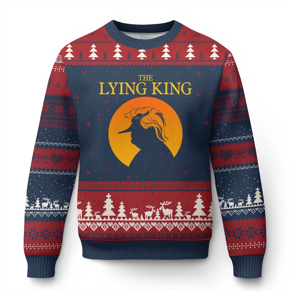 Funny The Lying King Long Nose Silhouette Ugly Christmas Sweater Vintage Political Satire Statement Gift