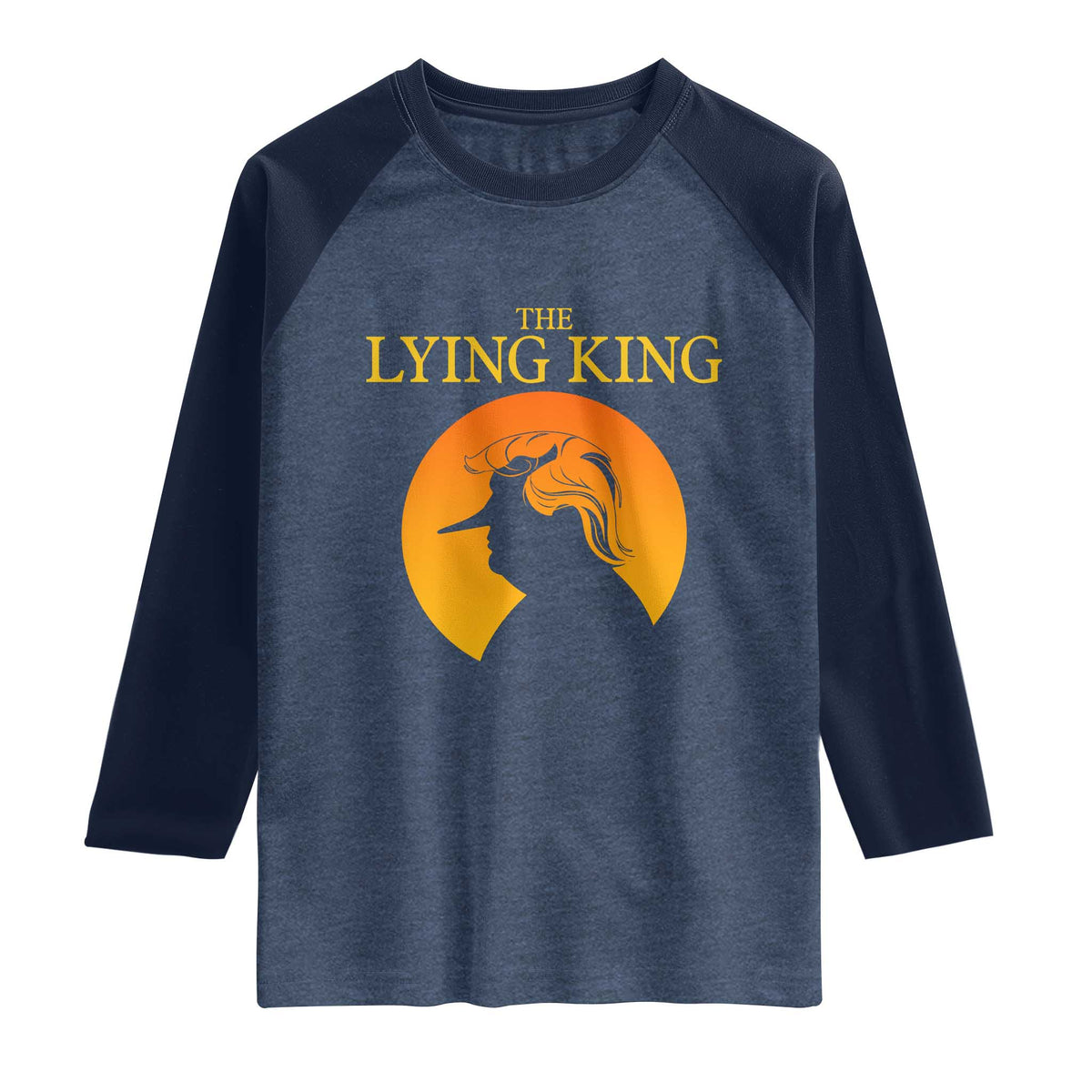 Funny The Lying King Long Nose Silhouette Raglan Shirt Vintage Political Satire Statement Gift